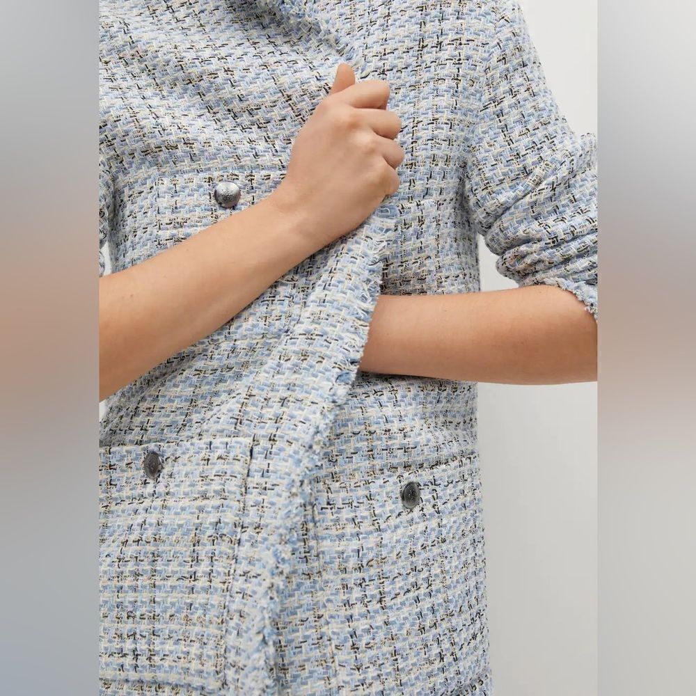 Mango Tweed Blazer Open Front New - Picture 5 of 8
